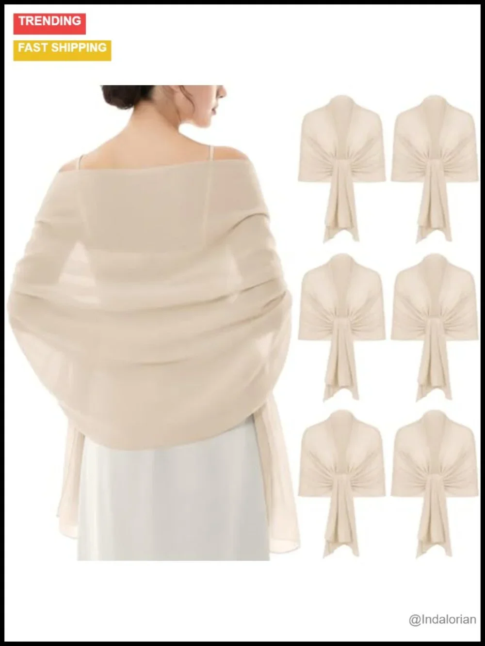 6 Pack Chiffon Shawls Wrap 79x28 for Wedding Evening Dress